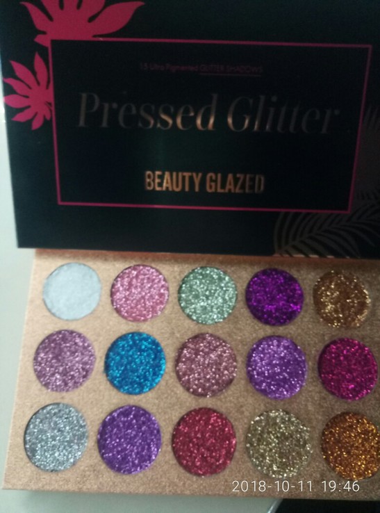 Набор 15 теней глиттеров Pressed Glitter BEAUTY GLAZED, numer zdjęcia 3