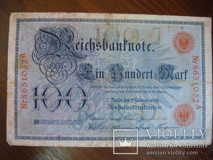 Германия 100 марок 1908 2шт печати разных цветов, фото №2