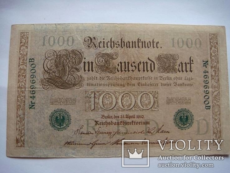 1000 марок 1910 р 2 шт. разные цвета печати, фото №2