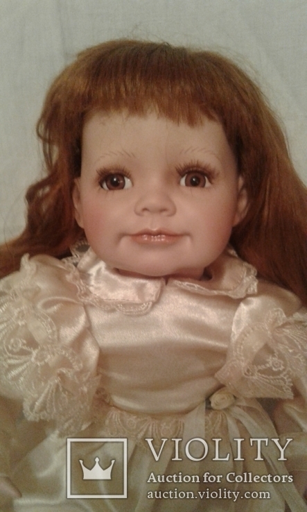 Кукла в атласном платье 47 см клеймо парик, фото №4