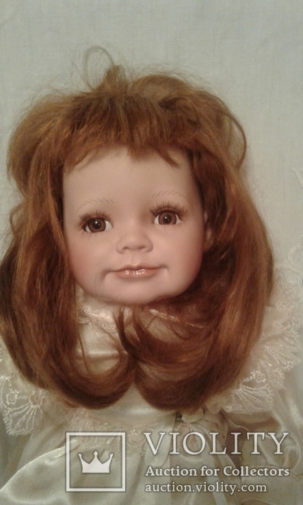 Кукла в атласном платье 47 см клеймо парик, фото №2