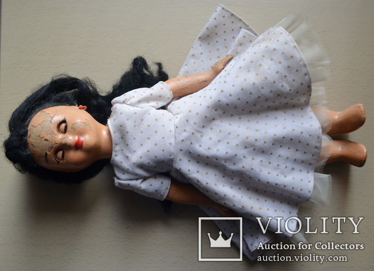Кукла СССР 1950-х годов паричковая из бумажно-древесной массы, фото №3