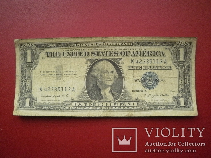 США 1957 рік (А) 1 долар (срібний сертифікат)., фото №2