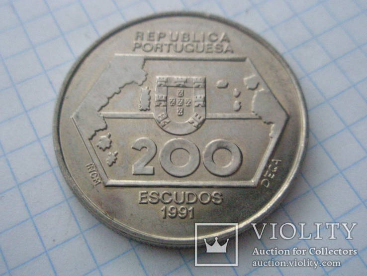 Португалія 1991 рiк 200 ескудос., фото №3