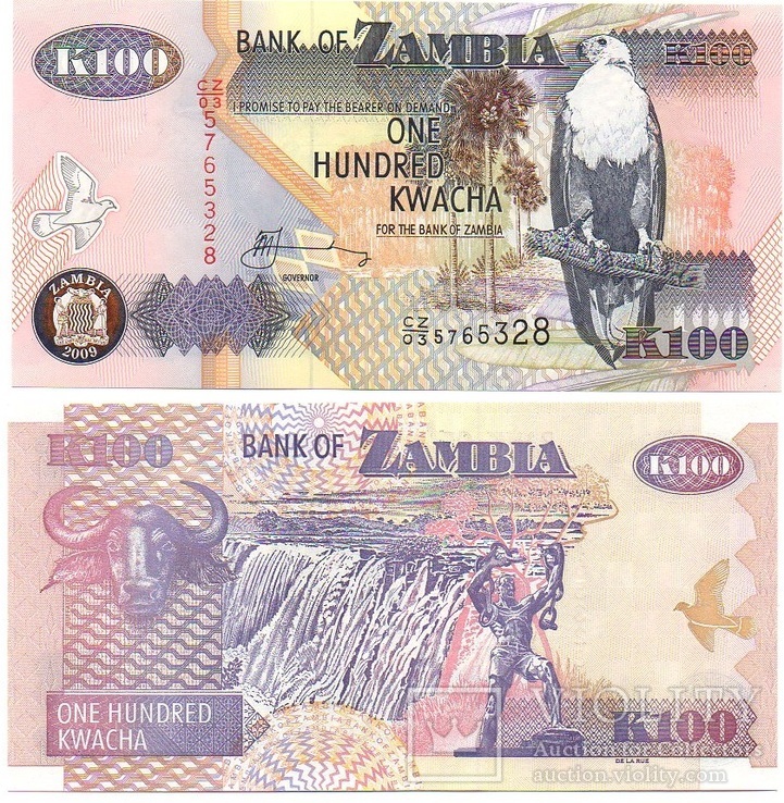 Zambia Замбия - 100 Kwacha 2009 P. 38h UNC JavirNV