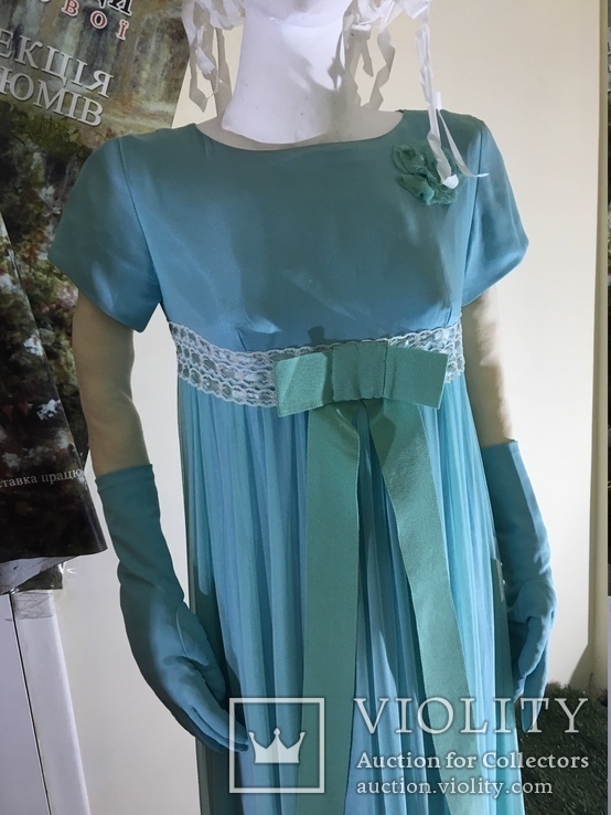 Платье вечернее винтаж 1960 год. Европа. Голубой шифон., фото №3