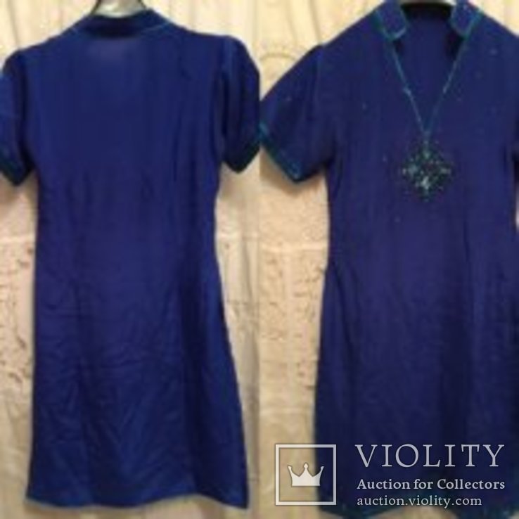 Винтаж летнее платье синего цвета, фото №2