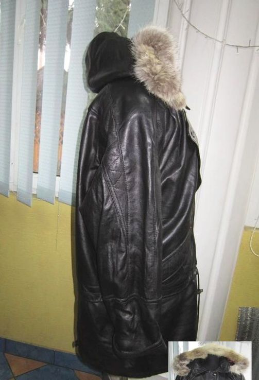 Оригинальная женская кожаная куртка с капюшеном YESSICA.54-56. Лот 338, фото №7