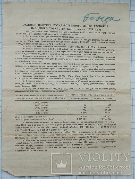 Облигация на 50 руб. 1954 г, фото №3
