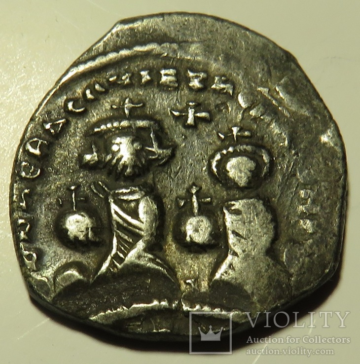 Двойной милиарисий императора Ираклия I и его сына Константина (612-641)