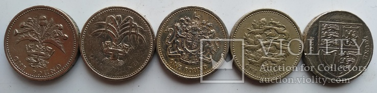 Пять однафунтовых монет ( без повтора ).