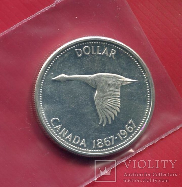 Канада 1 доллар 1967 Пруфлайк Гусь