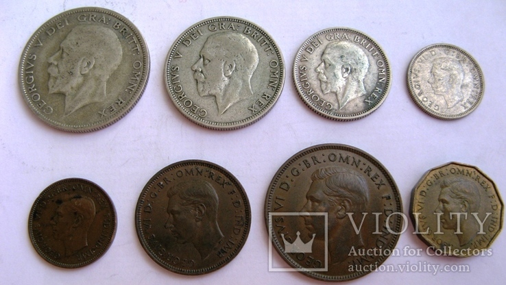 Великобритания, комплект фартинг - 1/2 фунта *8 монет (1929-1937), фото №3