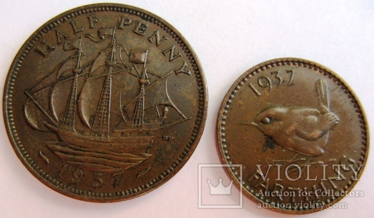 Великобритания, комплект фартинг - 1/2 фунта *8 монет (1929-1937), фото №8