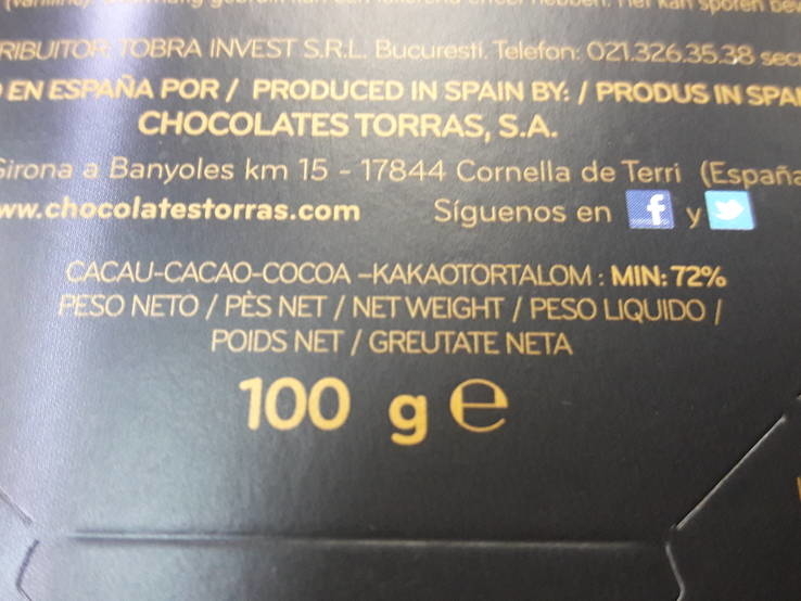 Чёрный шоколад Torras 72% какао без сахара и без глютена.100 г., фото №10