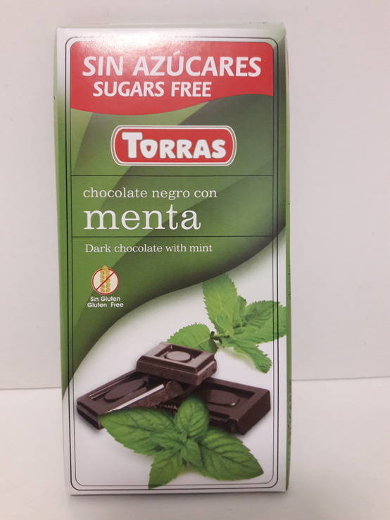 Шоколад без сахара Torras черный с мятой Испания 75г, фото №2