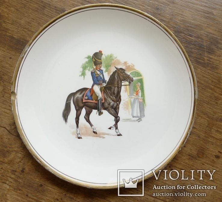 Английская винтажная декоративная тарелка "Гусар на коне"