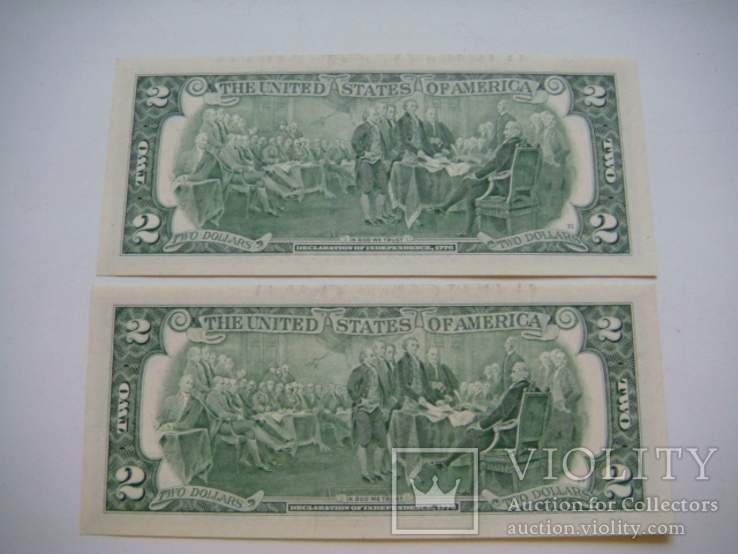 2 банкноты по 2 доллара США, фото №5