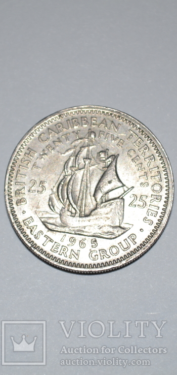  25 центов 1965 г., Восточные Карибы, фото №2