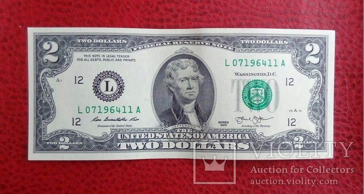 2 доллара США серии "L" 2013 год, фото №2