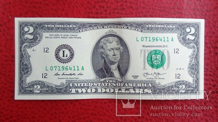 2 доллара США серии "L" 2013 год, фото №3