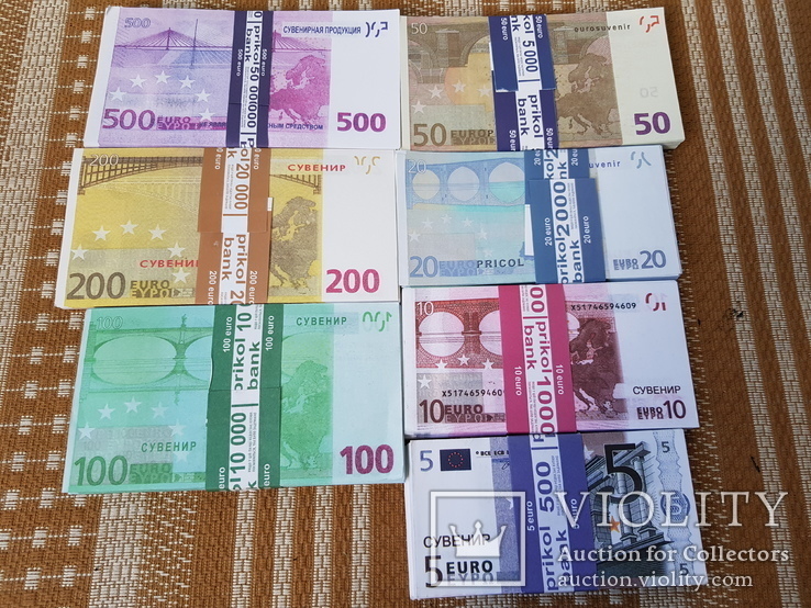 Сувенирные деньги Евро 7 пачек, фото №3