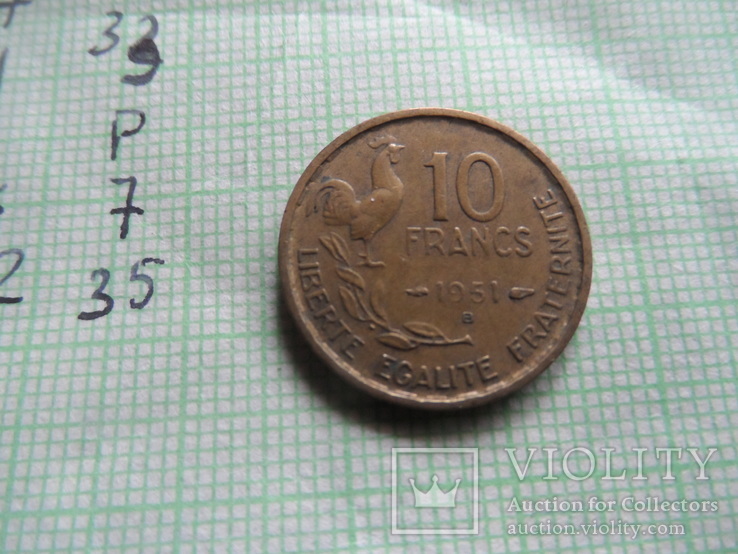10 франков 1951 В Франция   (Р.7.35)~, фото №2