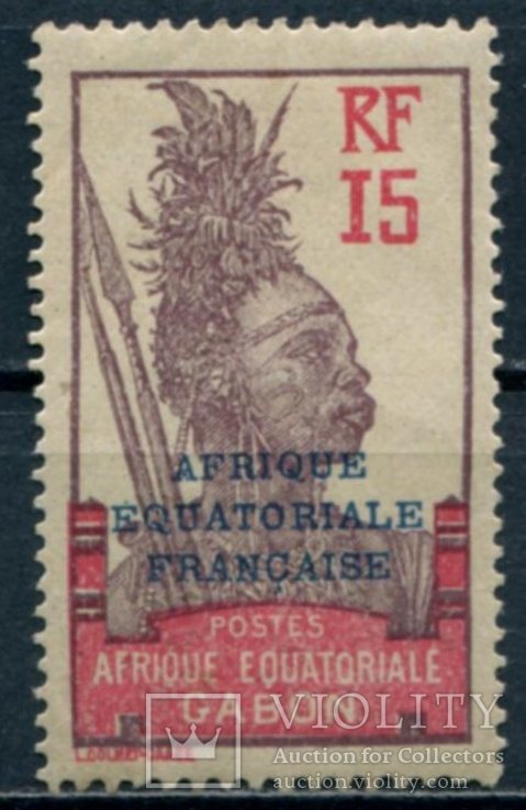 1924 Французкие колонии Габон Надпечатка 15с