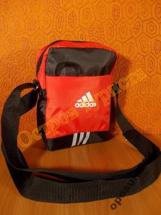 Барсетка сумка спортивная ADIDAS 31черно-красная, фото №2