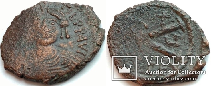 ½ фоллиса Justin II  мон двор Thessalonica 567-568 гг н.э. (69_144), фото №2