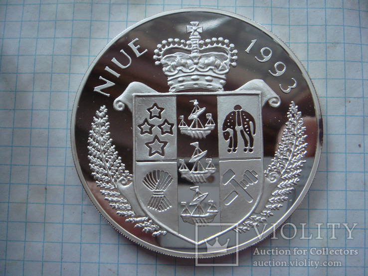Ниуэ 50 долларов 1993г Кеннеди, Аполло, 5 унций чистого серебра, фото №3