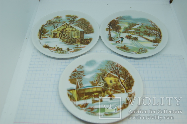 Три тарелочки. Зима в деревне. Ферма, фото №2