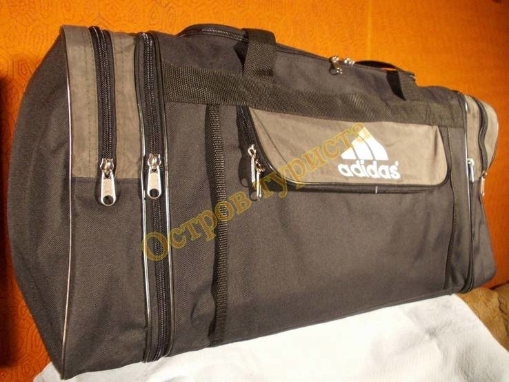 Сумка спортивная дорожная Adidas 273 регулируем объем серо-зеленая, photo number 2