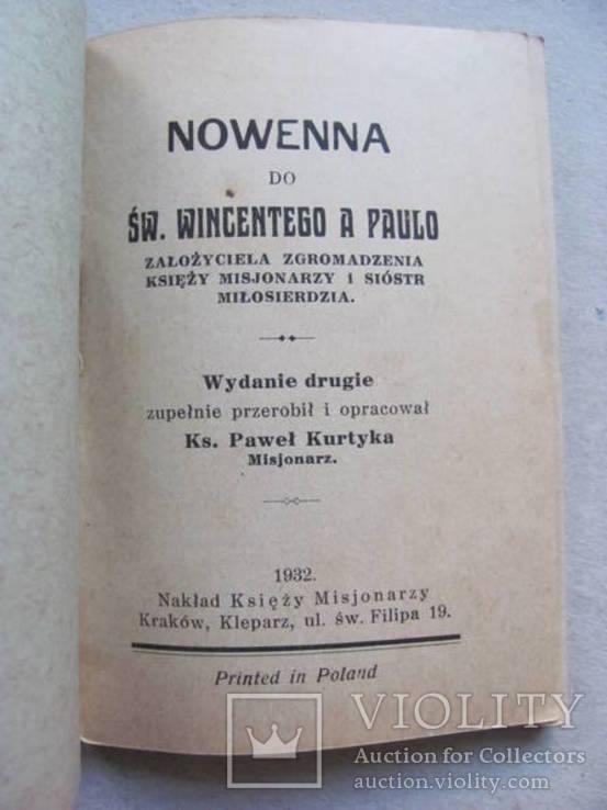 Винсентего Пауло . Nowenna do św. Wincentego a Paulo 1932, фото №3