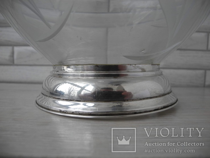 Большая хрустальная ваза с серебряной низом, фото №8