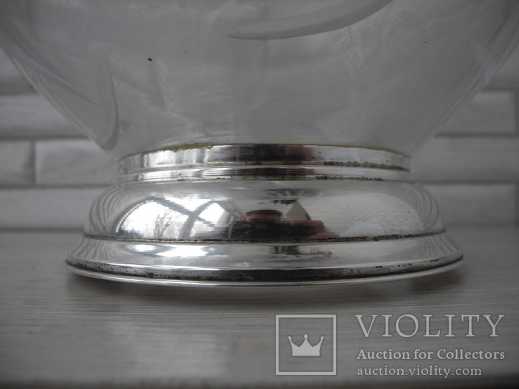 Большая хрустальная ваза с серебряной низом, фото №10