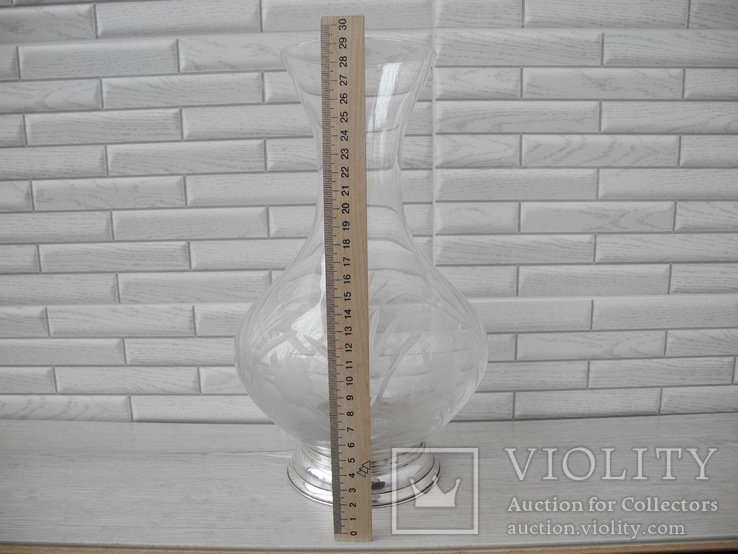 Большая хрустальная ваза с серебряной низом, фото №12