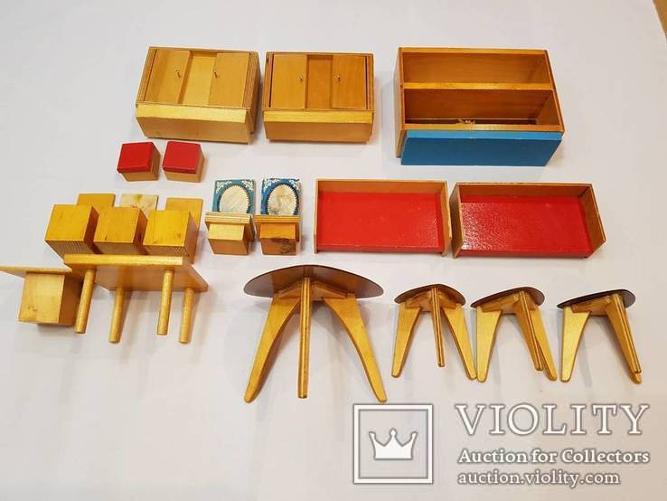 Кукольная деревянная мебель . для куклы 18 предметов , мебель для куклы СССР, фото №4