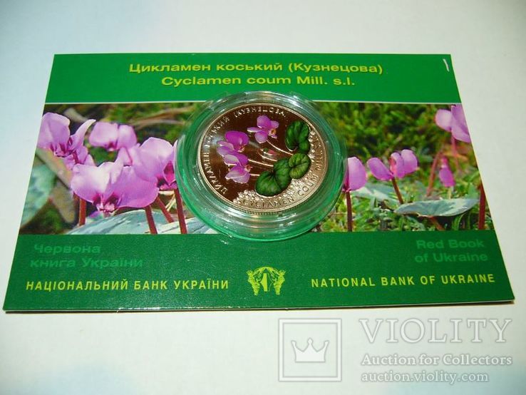 Цикламен Коський в буклеті монета 2 грн 2014 квітка цветок