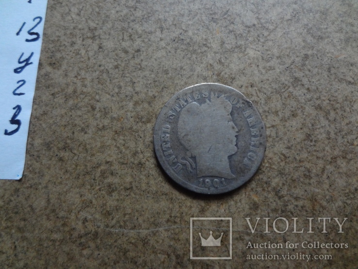 10 центов 1901 США   серебро   (У.2.3)~, фото №2