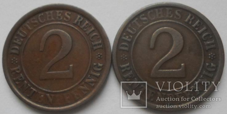 2 пфеннига 1924 года 2 шт., фото №2