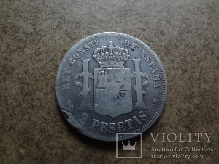 2 песеты 1882 Испания серебро  (У.3.12)~, фото №3