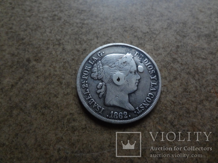 4 реала 1862 Испания   серебро   (У.4.11)~, фото №3