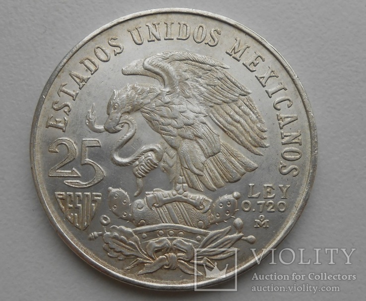 Мексика 25 песос 1968г. 22,5 г. Серебро Олимпиада Лот2