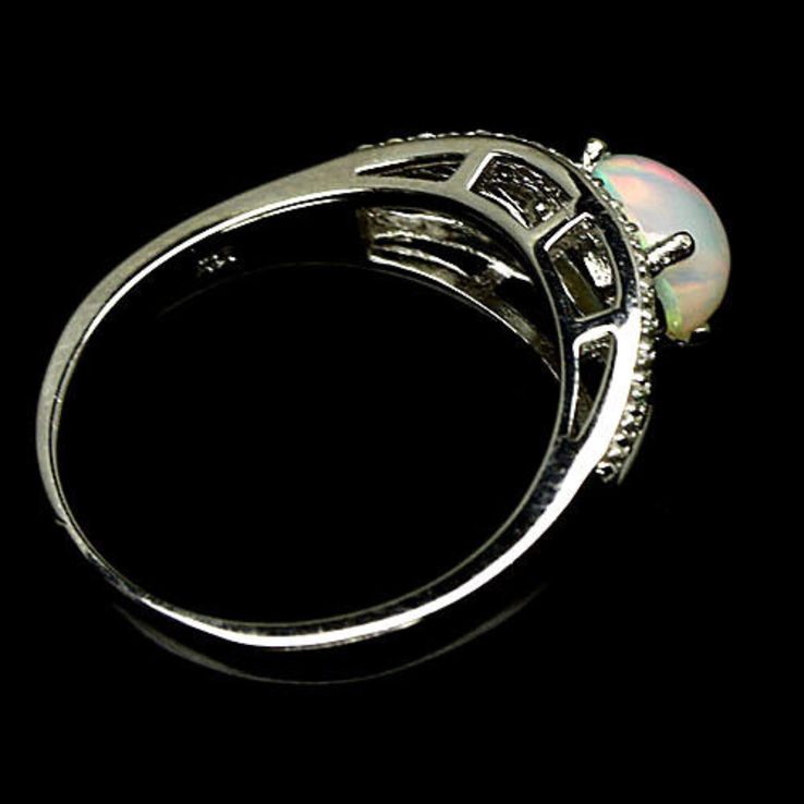 Кольцо серебряное 925 натуральный огненный опал, цирконий., фото №4