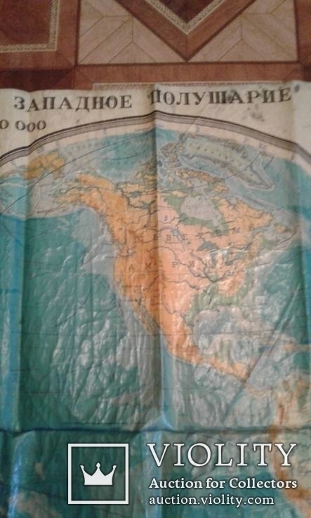 Школьная  географическая карта 90 см Х 170 см, 1982 г., фото №3