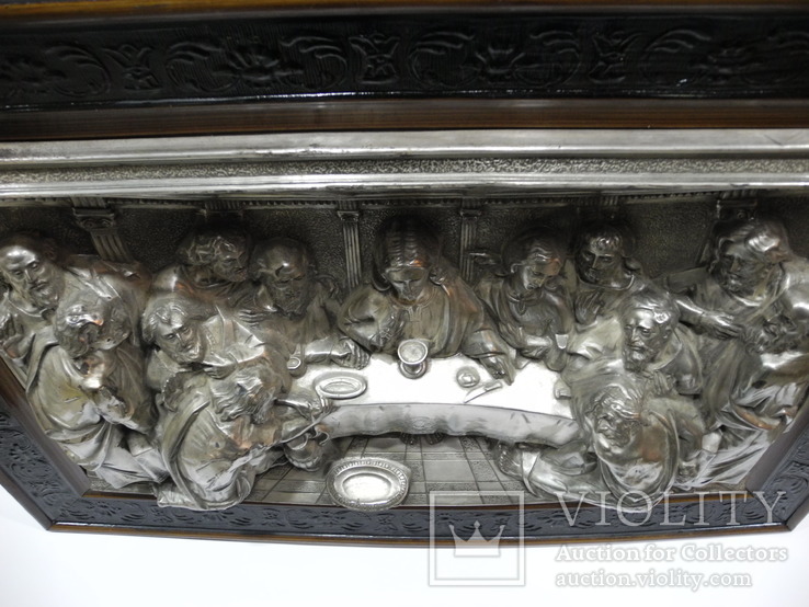 Большая Икона Горельеф Тайная Вечеря ( Серебрение , Испания ) 69*49 см, фото №11