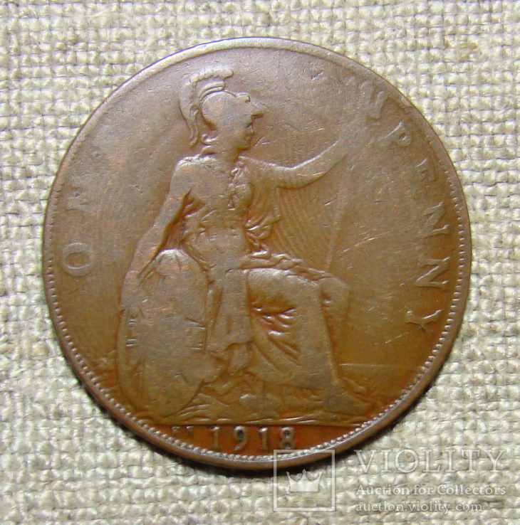 1 пенни 1918 Британия, фото №2
