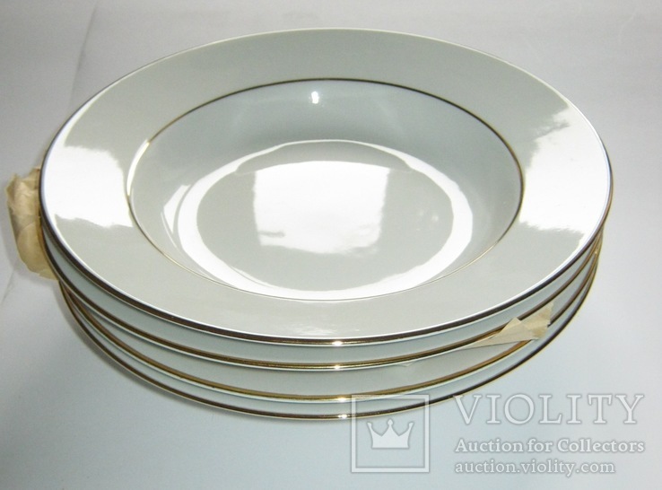4 глубоких тарелки "Золотая лента", 220 мм ЛФЗ, фото №2