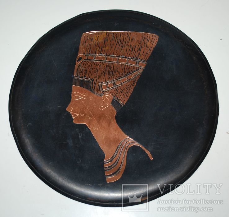 Нифертити, времен СССР, красная медь, чернение - 25 см./200 гр., фото №2